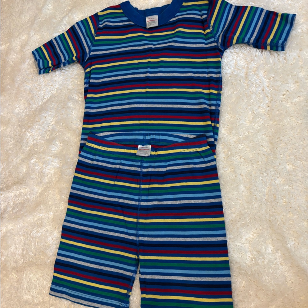 Hanna Andersson Kids Striped Pajama Set - Blue, Green, Red